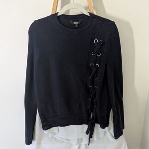 Vintage Simply Vera Navy Sweater Lace Up Detail Sz S